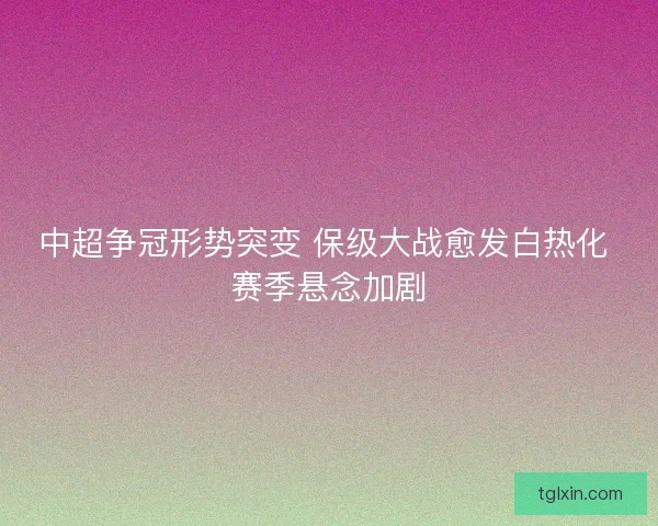 中超争冠形势突变 保级大战愈发白热化 赛季悬念加剧